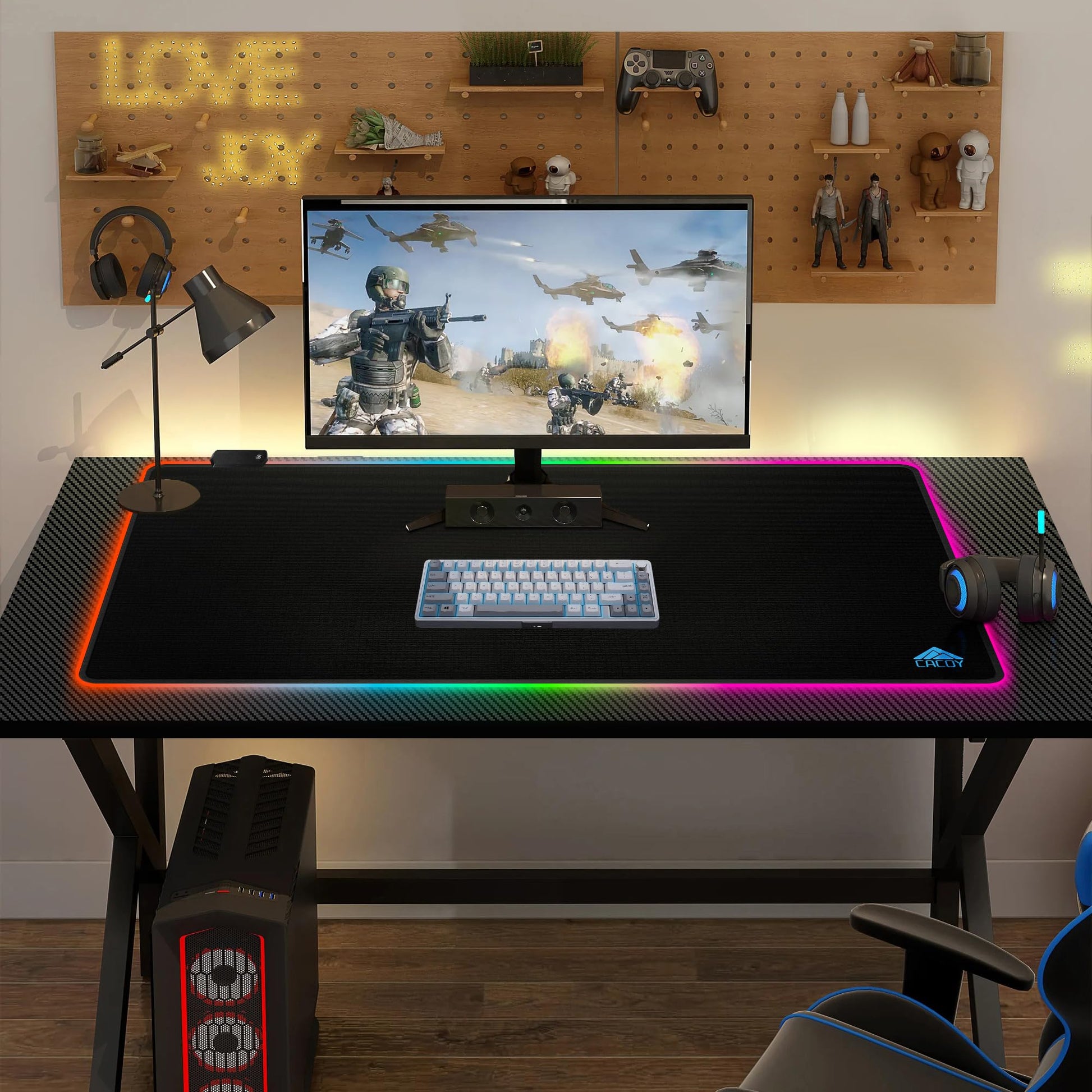 Cacoy 40"x20" RGB Gaming Mouse Pad, XXL Large LED Computer Mouse Mat, Black