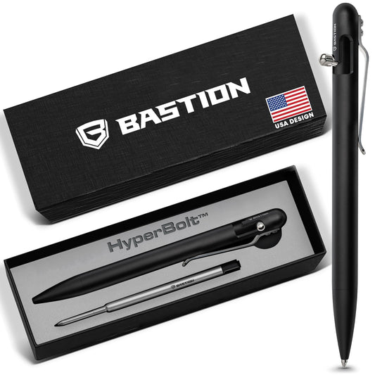 BASTION Slim Bolt Action Pen, Aluminum Black, Premium Metal Writing Pen