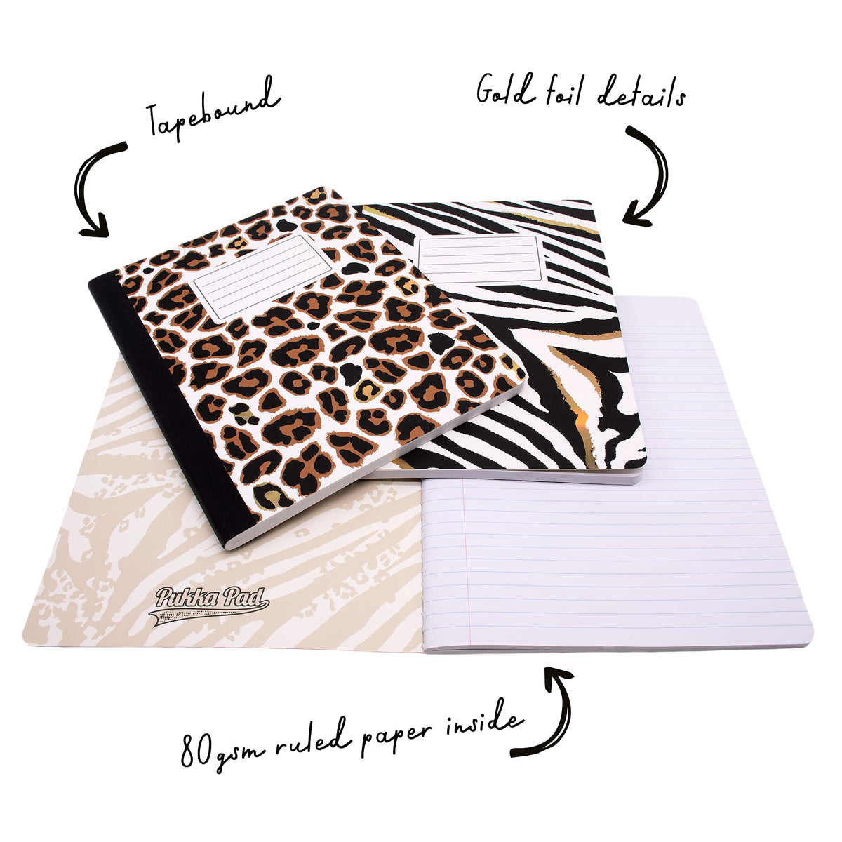 Pukka Pad, Composition Notebooks - 3 Pack of Journals Featuring 140 Pages of College Ruled 80GSM