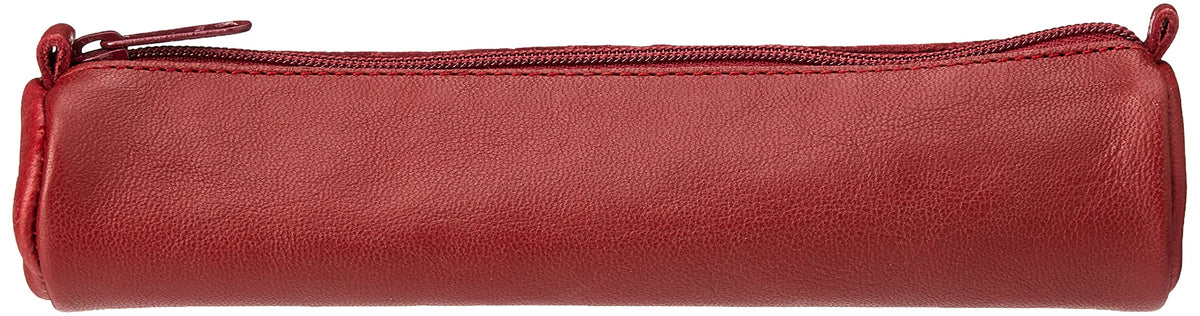 Clairefontaine 77030C Collection Age Bag A Small Round Pencil Case in Genuine Red Lambskin - 18.5