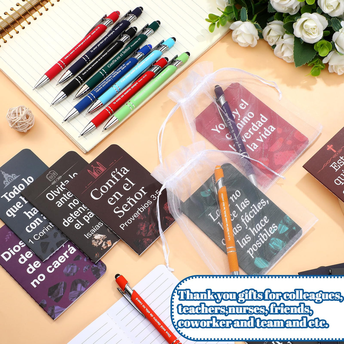 Fuyoooo 72 Pc Regalos Cristianos Spanish Catholic Bible Pens Notebooks