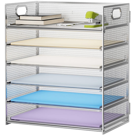 Marbrasse Paper Letter Tray - 6 Tier Mesh File Organizer with Handle, Paper Sorter for Letter/A4