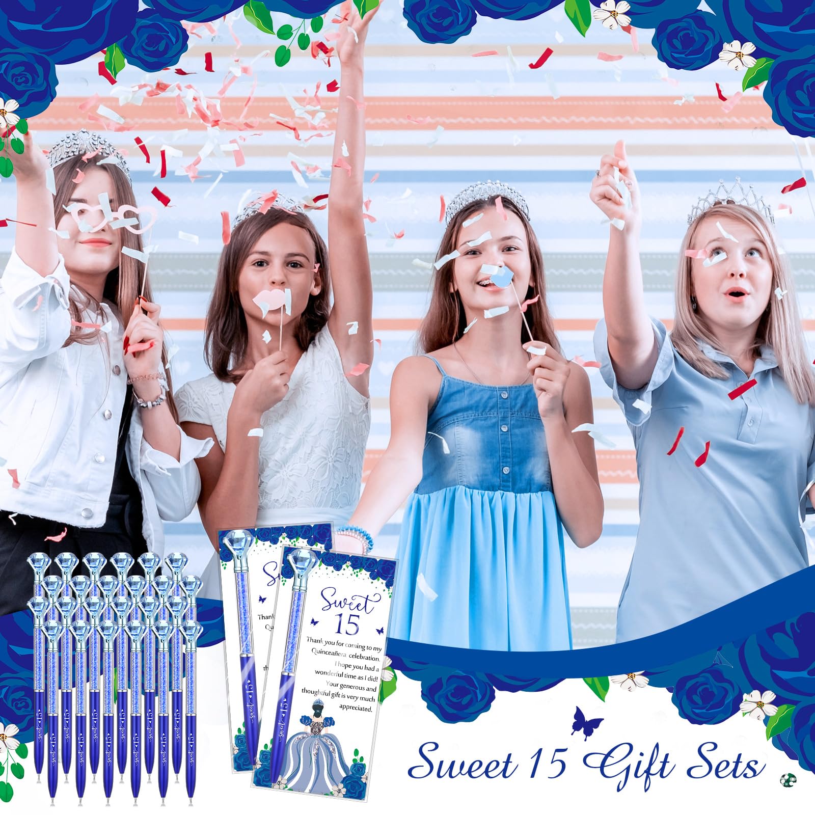 Sayglossy 50 Set Quinceanera Party Favor Sweet Gift, 15th, Navy Blue