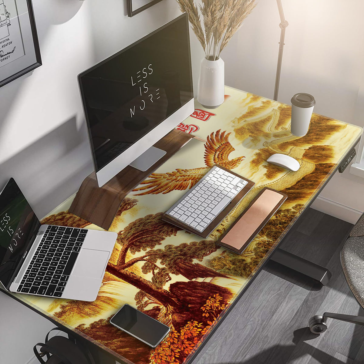 LL-COEUR XXL Landscape Gaming Mouse Pad Computer Keyboard Mat Office Desk Pad (Eagle, 47.2" x 23.6"