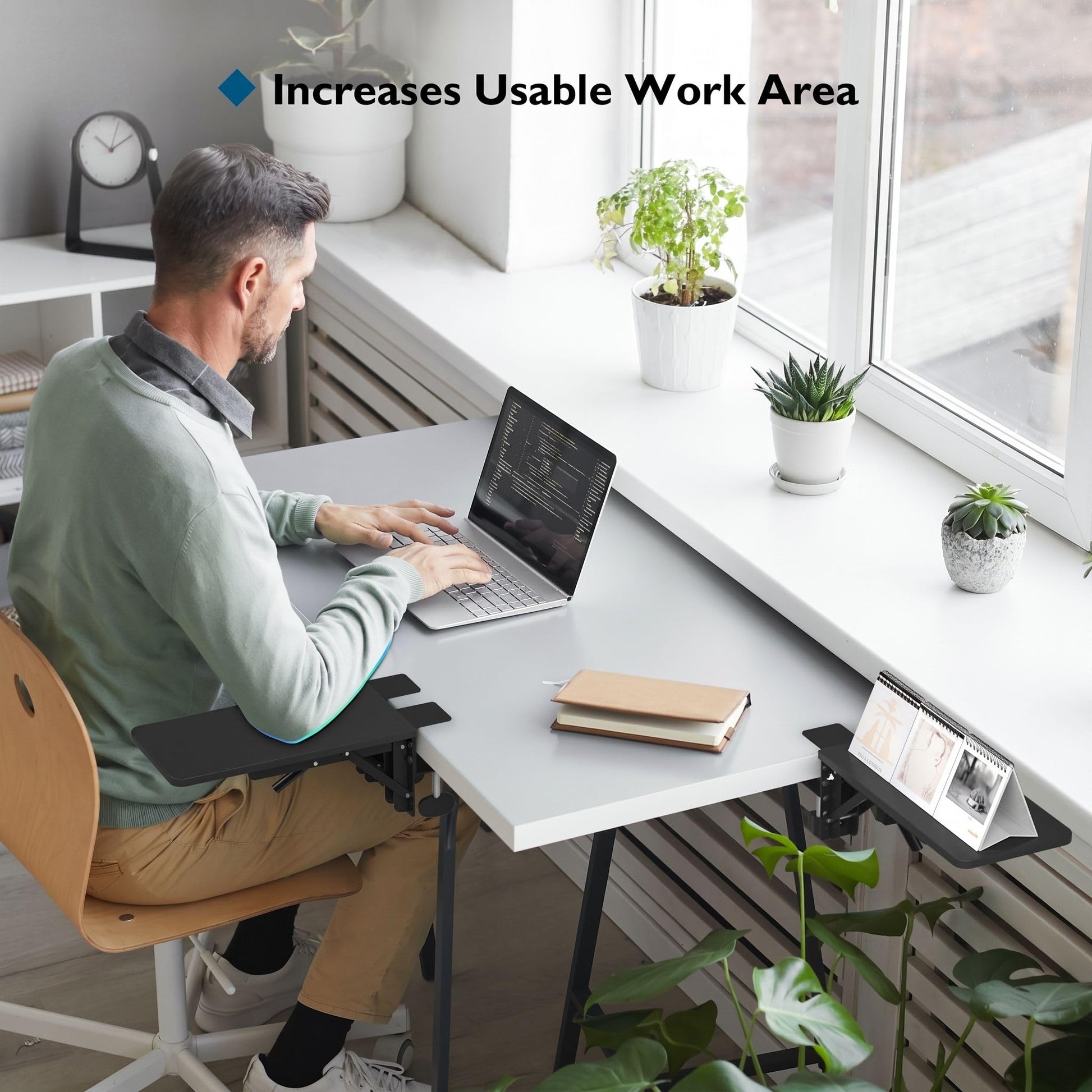 BONTEC Desk Extender Tray, 11.8 x 5.9 Inch, Black Pattern