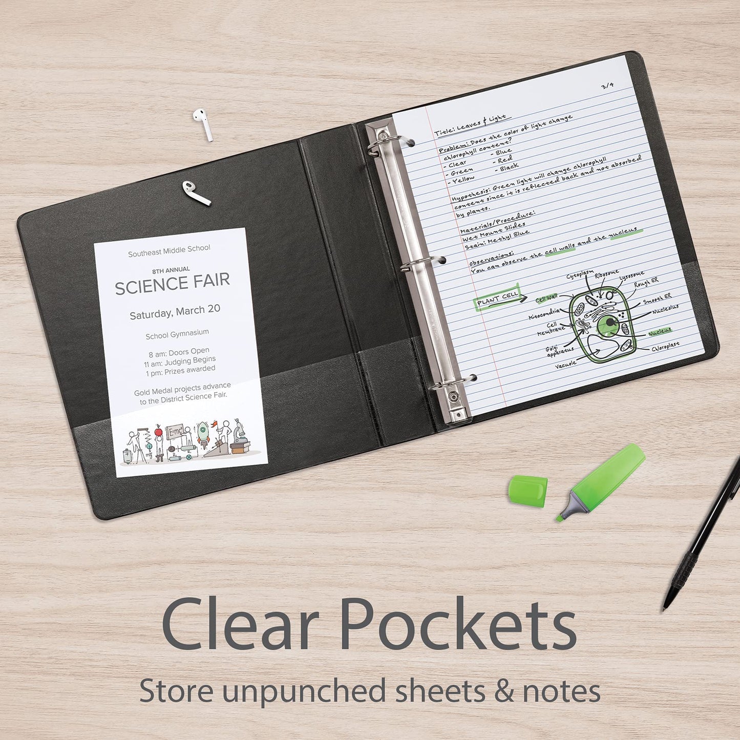 Oxford 3 Ring Binders, Binders for School and Office, 3 Inch ONE-Touch Easy Open D Rings, 3-Sided