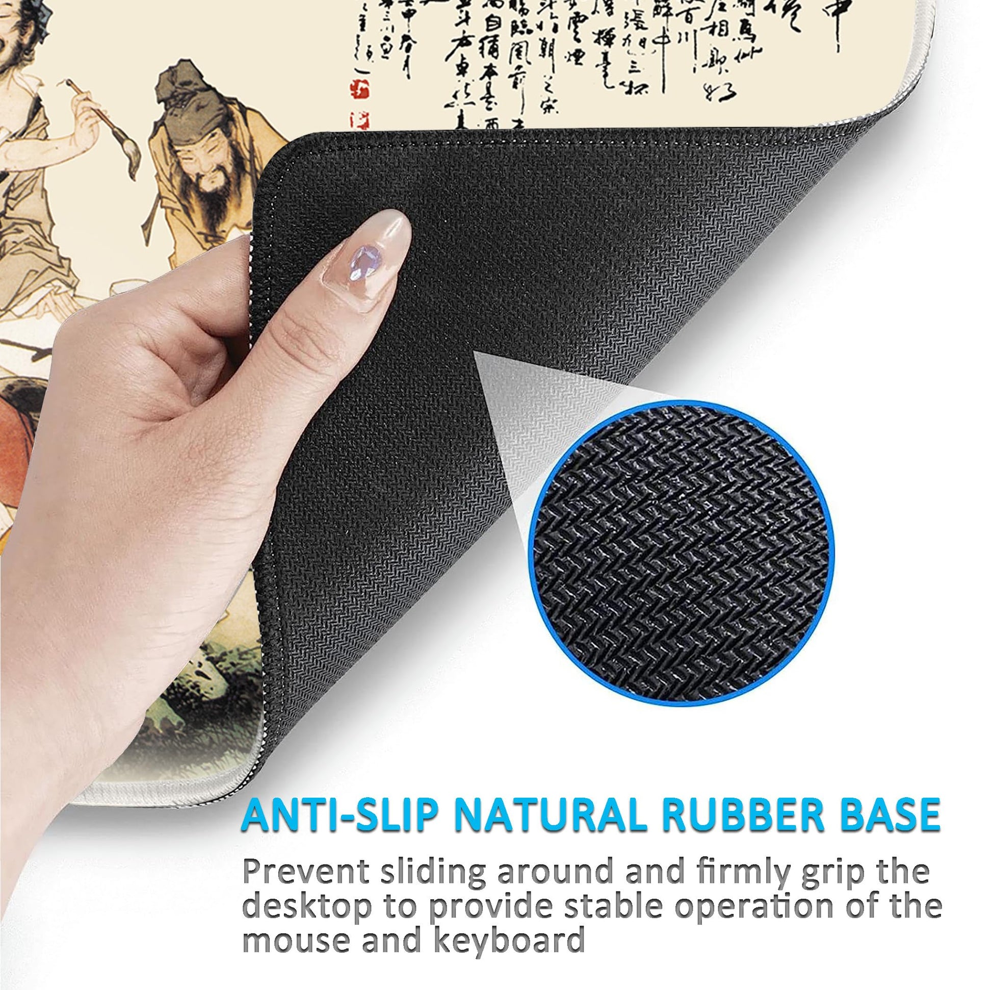 LL-COEUR XXL Landscape Gaming Mouse Pad Computer Keyboard Mat Office Desk Pad (Eight Immortals