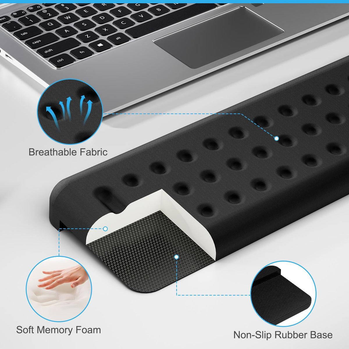 Leolee L-Shaped Desk Elbow Pads for Desk, Black Memory Foam Arm Rest