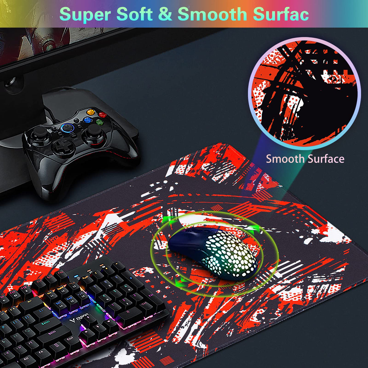 Canjoy Gaming Mouse Pad, 31.5x15.7in Large Mouse Pads for Desk Keyboard Pad