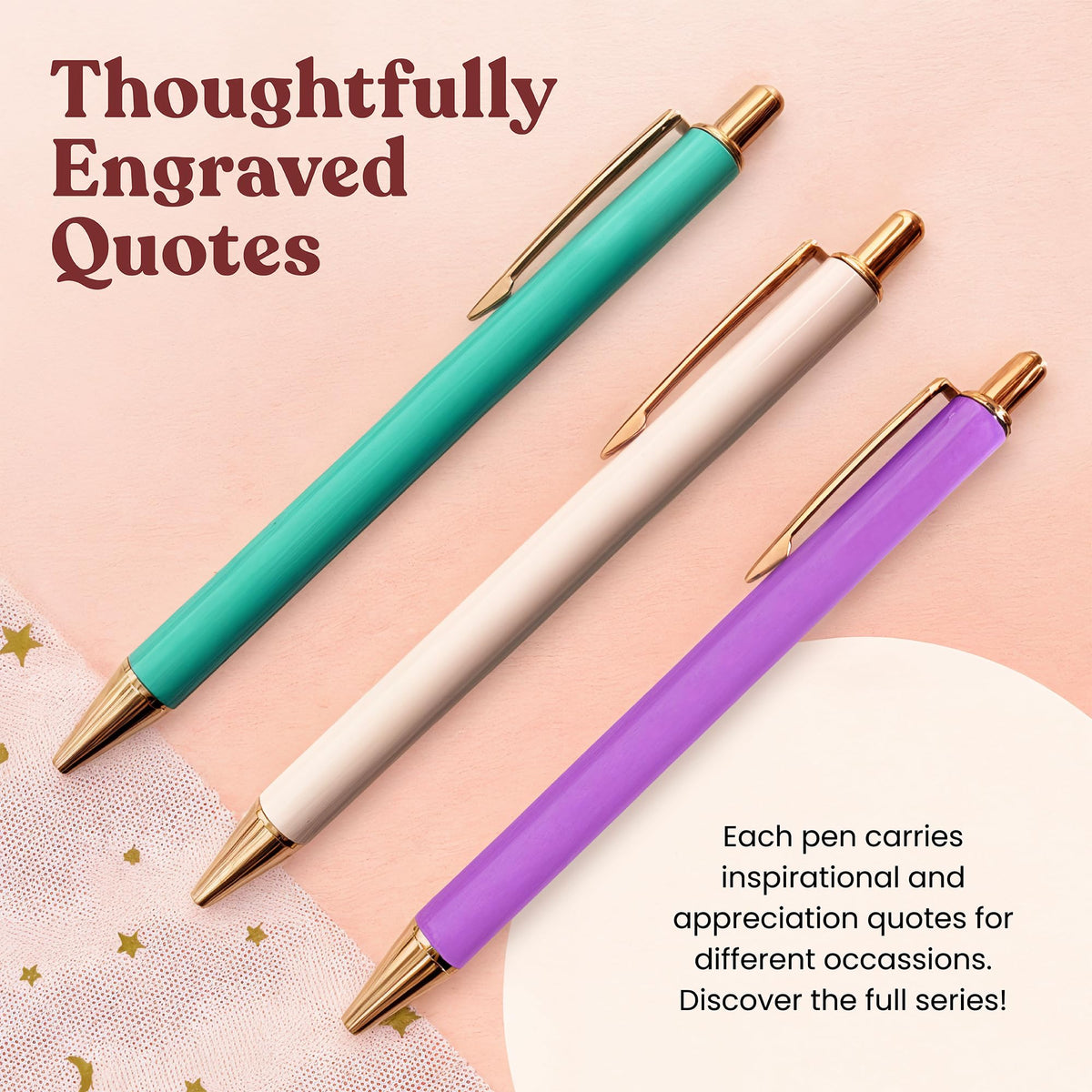 MESMOS 3pc Fancy Pen Set, Cute Nice Journaling Fun Pens for Women, Aesthetic Journaling Luxury