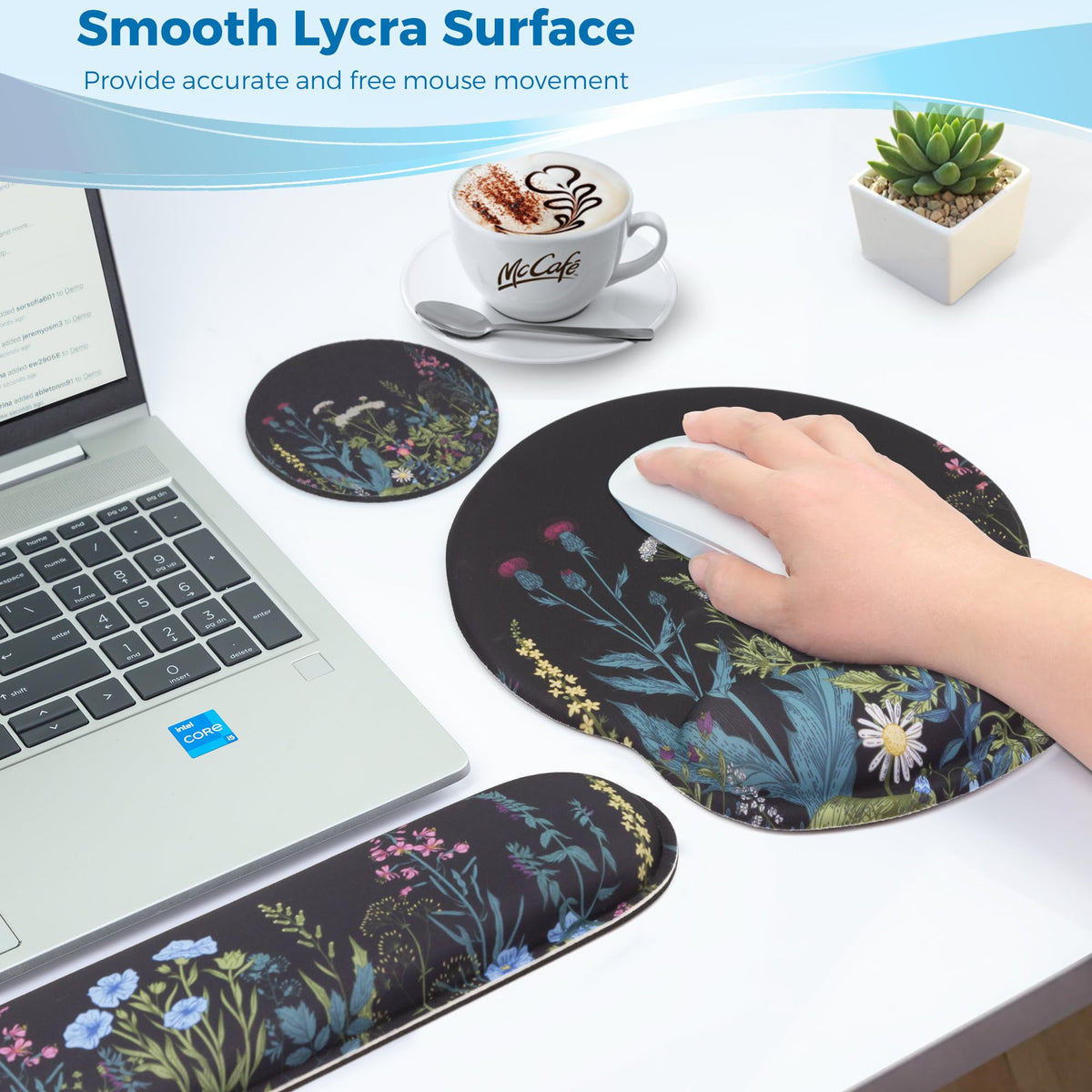 Wiabsi Mouse Pad and Keyboard Wrist Rest Support,Ergonomic Mouse Pad Set