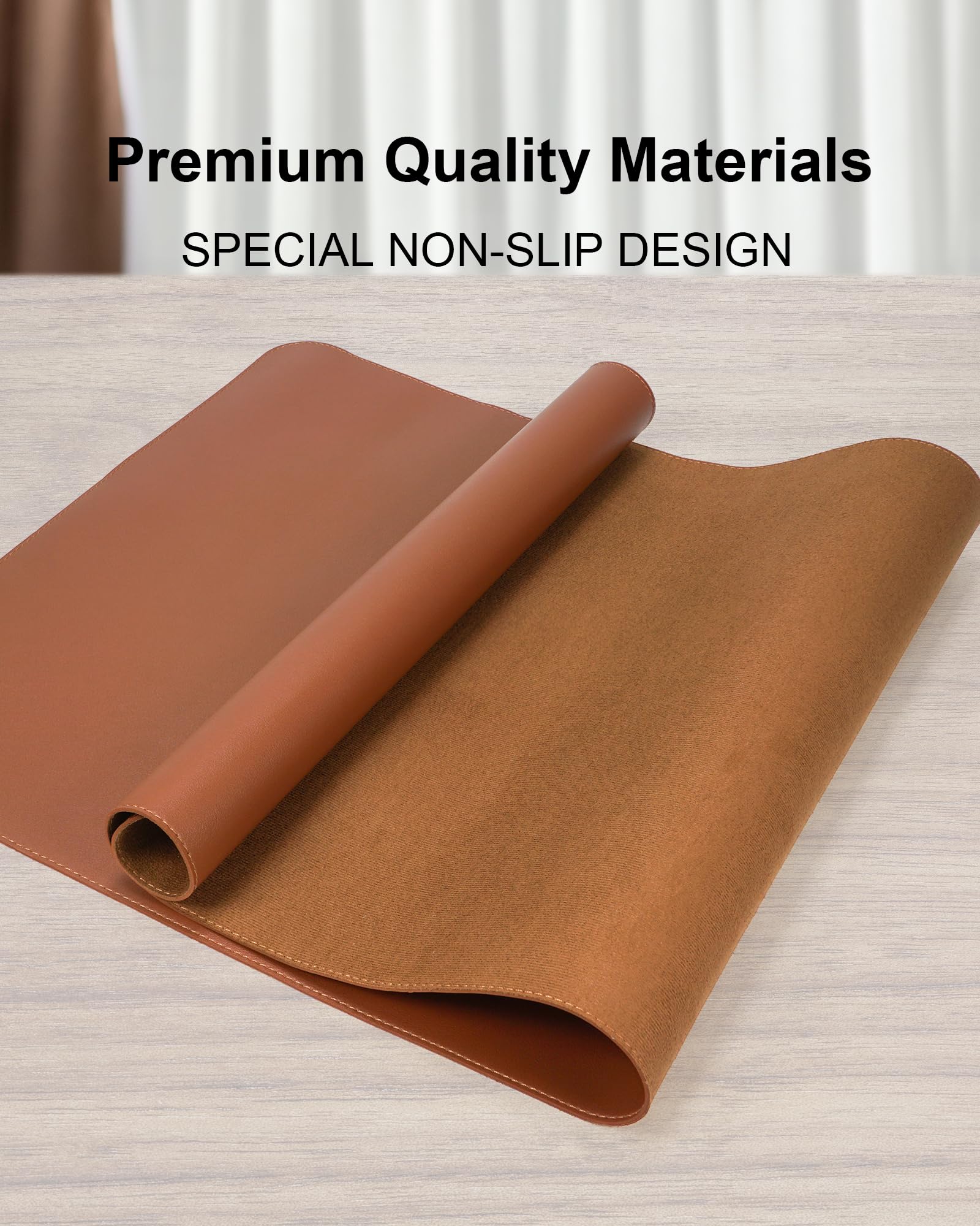 Leather Mouse Pad & Desk Blotter Mat - Non-Slip PU Laptop Desk Pad, Waterproof Writing Pad for