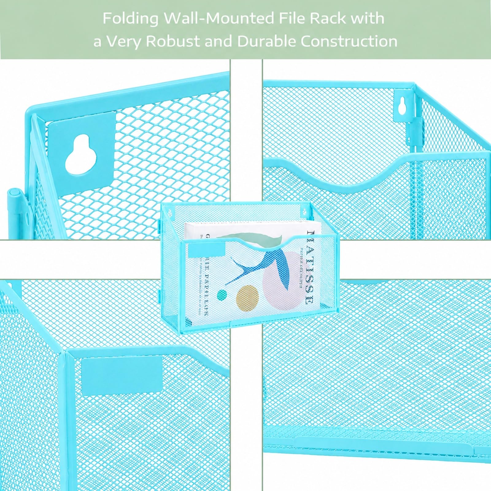 IOUGDSEC 6 Packs 1 Tier A4 Mesh in Tray Hanging Wall File Holder Magazine Document Holder Mail