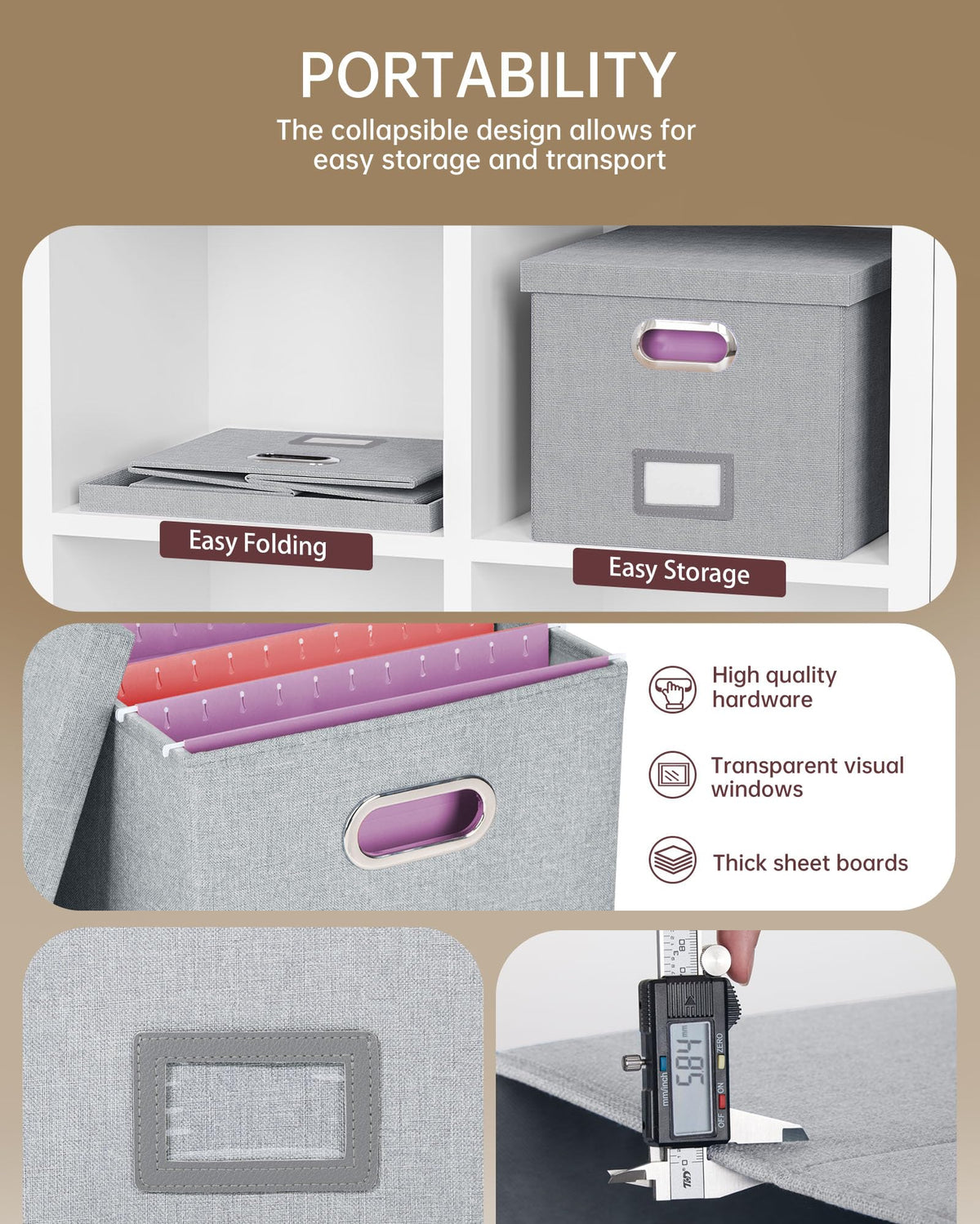 Oterri File Organizer, File Box, File Cabinet for Letter File Folder Storage, Hanging File
