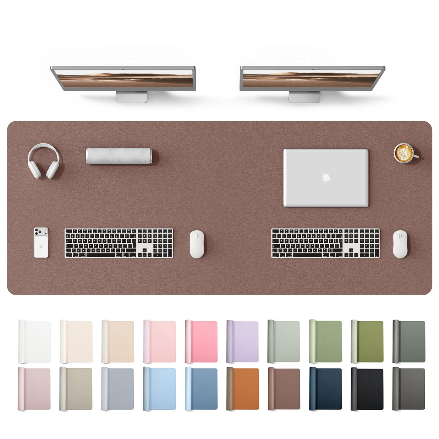 YSAGi Leather Desk Protector, Office Mat, Large Mouse Mat, Non-Slip PU Leather Blotter, Laptop Desk