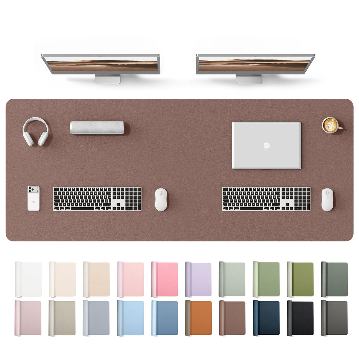 YSAGi Leather Desk Protector, Office Mat, Large Mouse Mat, Non-Slip PU Leather Blotter, Laptop Desk