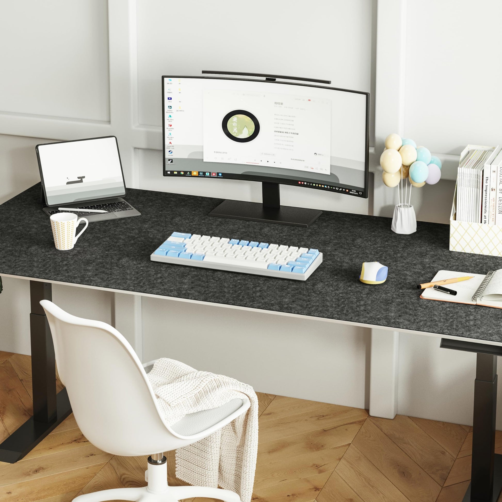 DAWNTREES Large Felt Desk Mat, 47.2"x 23.6", Desk Pad for Office and Home