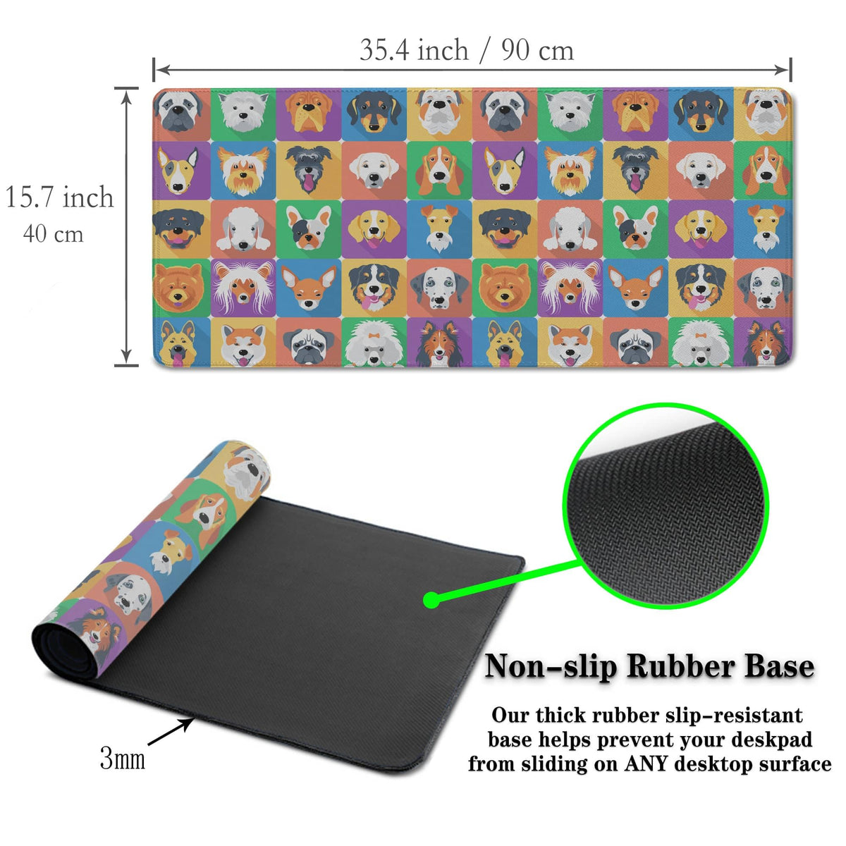 Samgula Keyboard Mats Dogs Full Mouse Mat, Desk Mouse Pad Extra Large Mouse Pads, Oversized