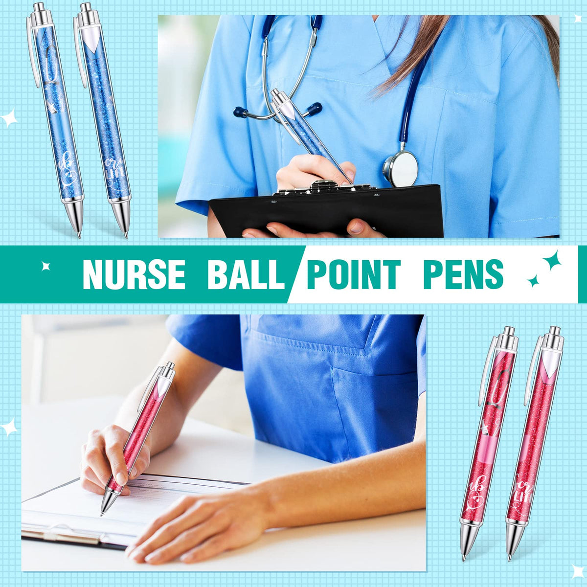 Jetec 50 Pcs Nurse Week Pens Ballpoint Bulk Cna Gift Appreciation Ink Funny Pens Set OT Month