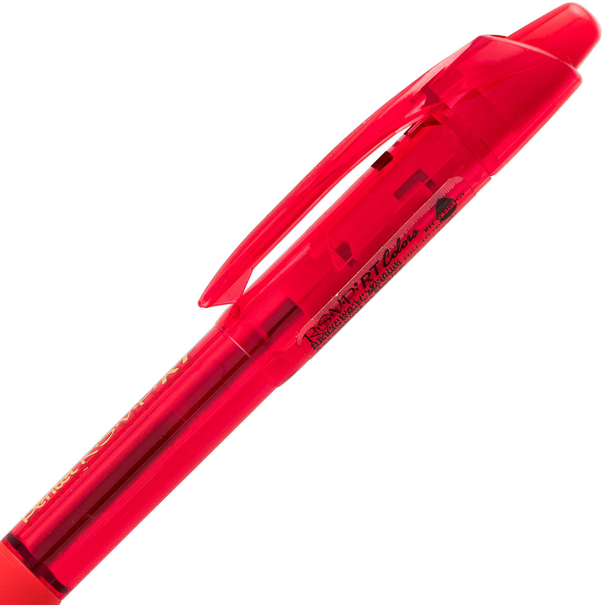 Pentel RSVP RT COLORS Retractable Ball Point Pen, Medium Line, Red Barrel, Red Ink, Box of 12