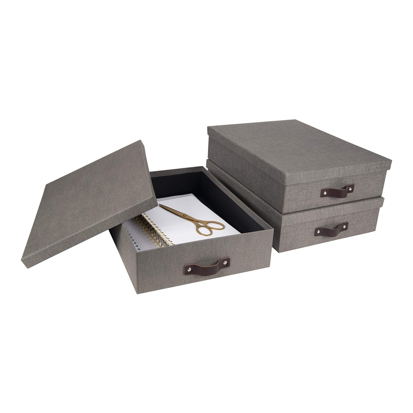 Bigso Oskar Canvas Fiberboard Document Letter Box - File Organizer Box for Important Paperwork