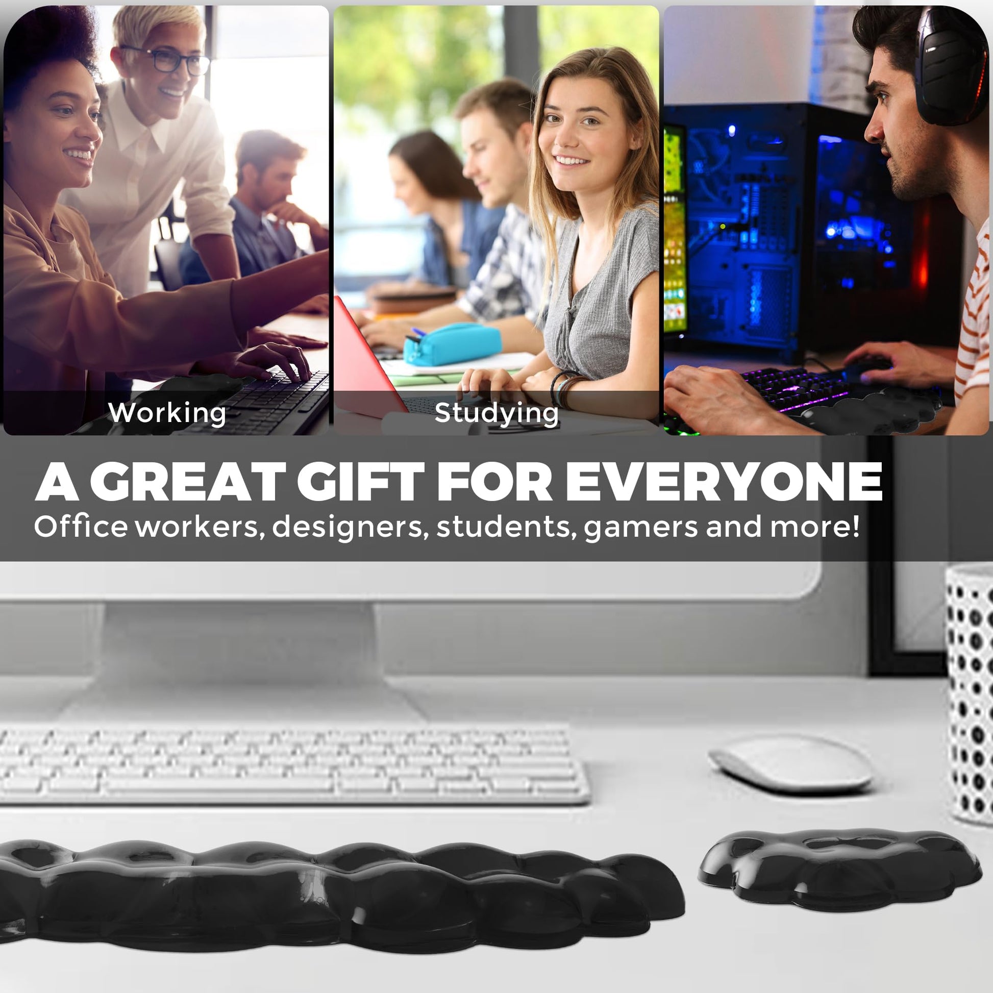 ABRONDA Gel Cloud Keyboard & Mouse Wrist Rest Set - Cloud Keyboard Wrist Rest Pad & Mouse Support