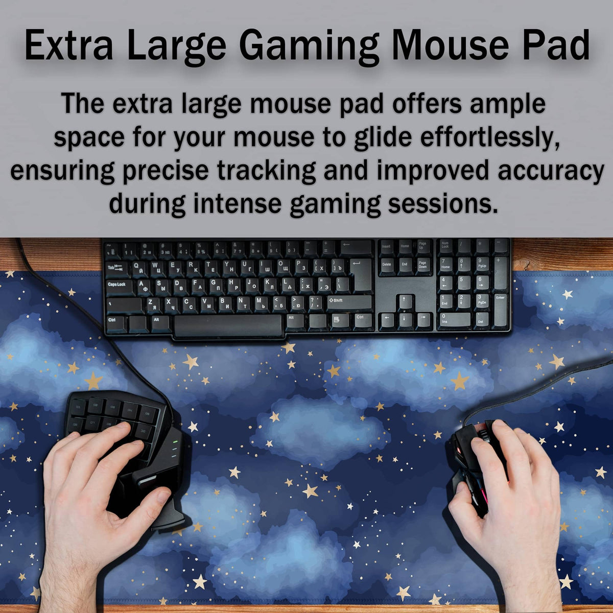 Samgula Large Desk Mat Dark Blue, Keyboard Mouse Pads Desktop Mats, Long Gaming Mouse Pad Non-Slip