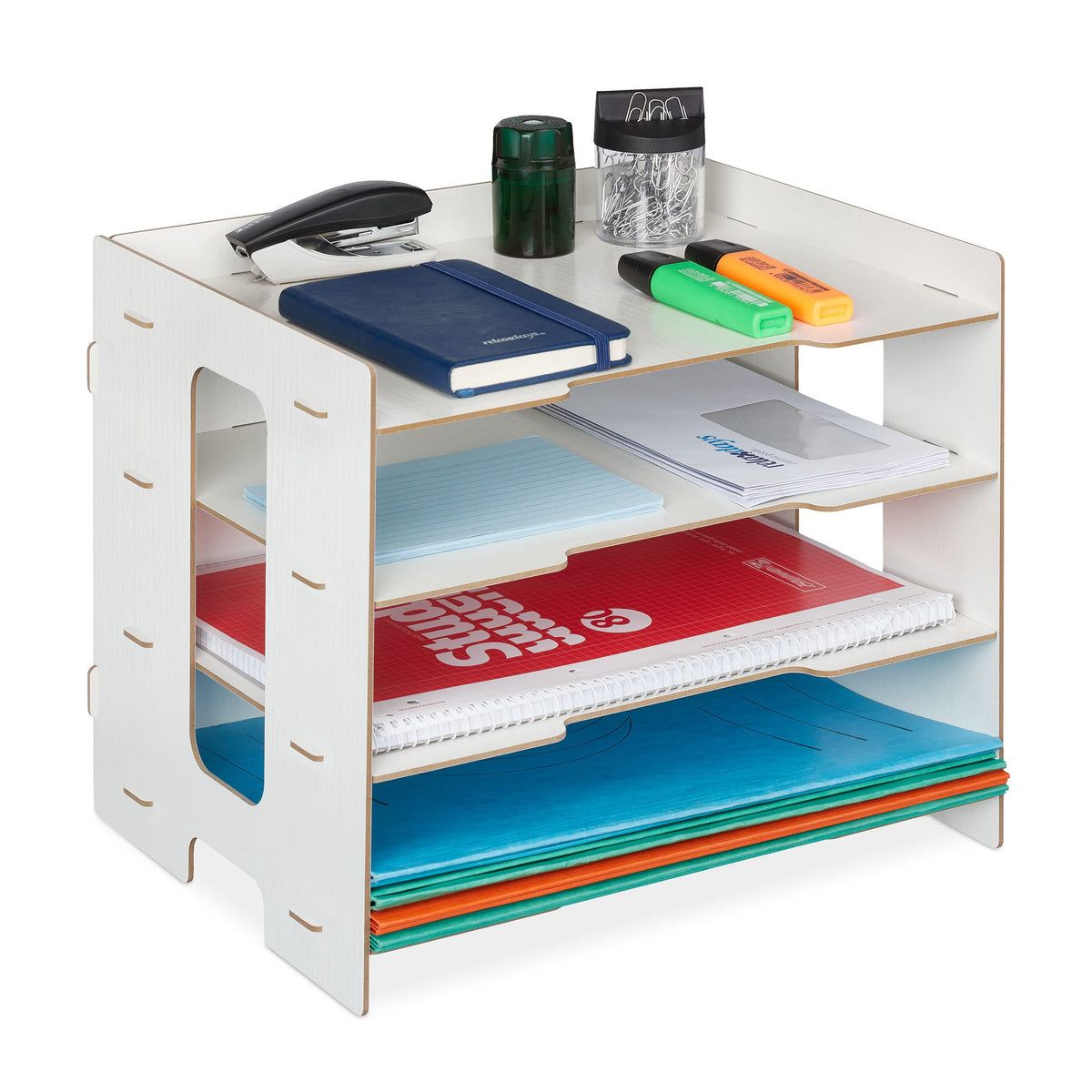 Relaxdays Filing Cabinet, 3 Compartments, Letter Tray, Office Document Organiser, A4 Format, 27 x