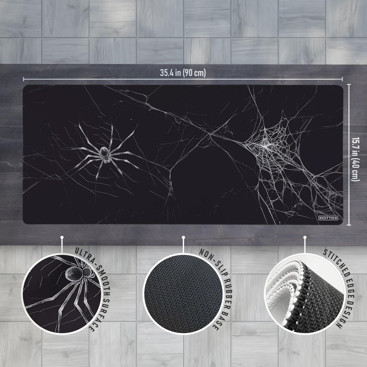 DOTTICO XXL Spider Web Gaming Mouse Pad for Desk - Large Desk Mat for Keyboard and Mouse - PC Mouse