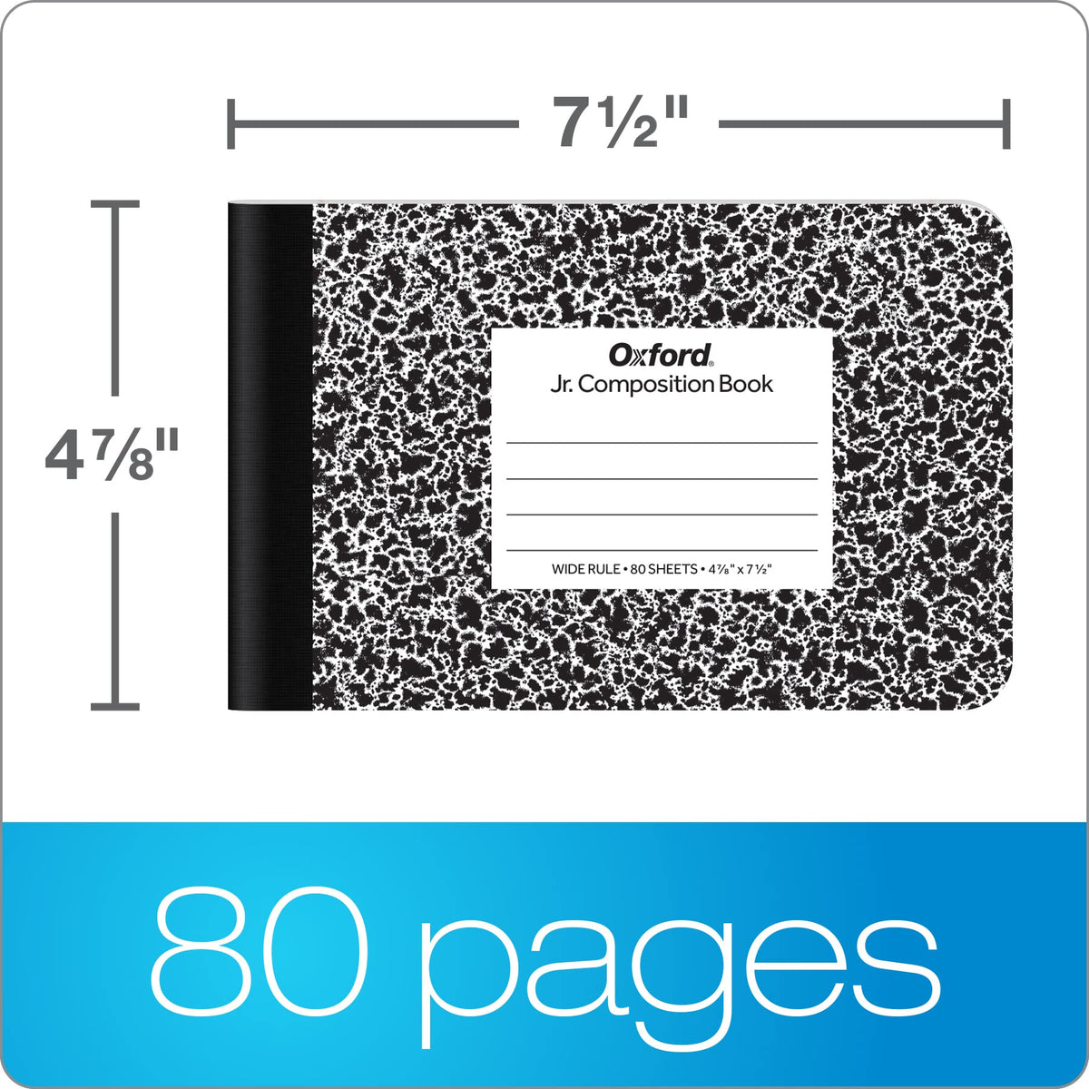 Oxford Jr. Composition Notebooks, School Supplies, Notebooks for School, Half Size, 4-7/8 x 7-1/2
