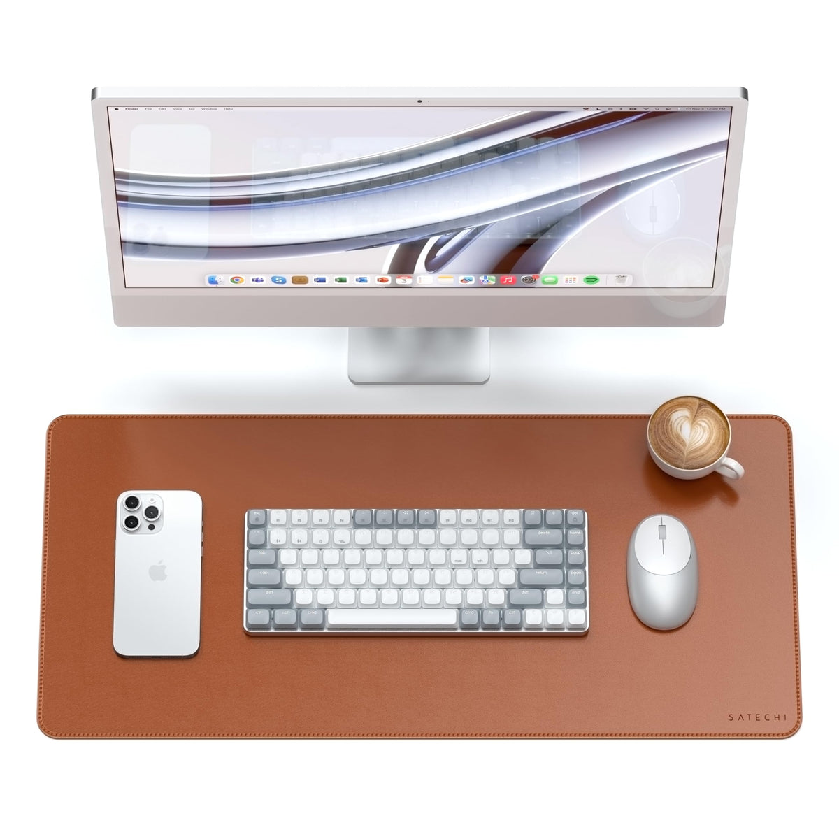 Satechi Vegan-Leather Desk Mat, Scratch and Water Resistant, Brown