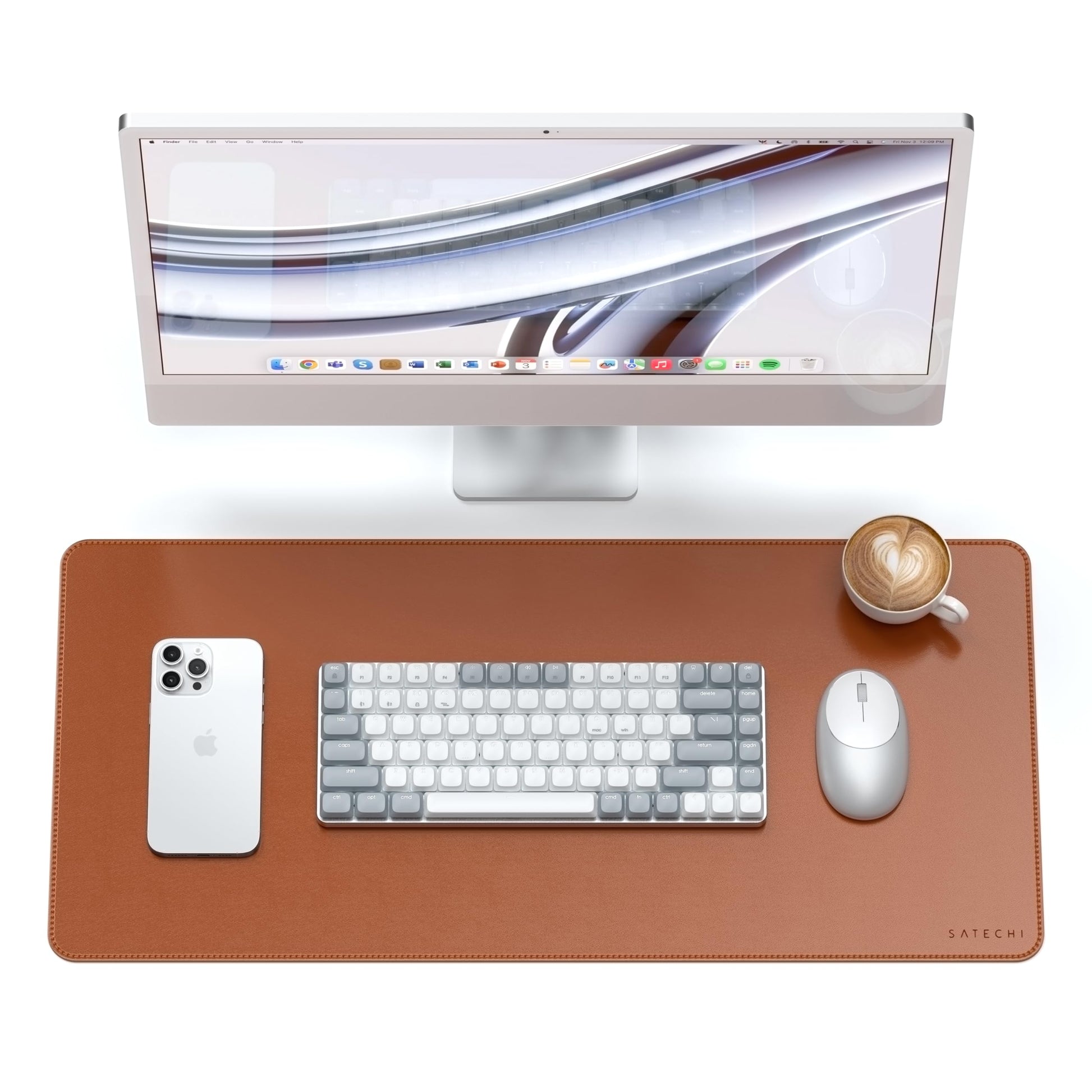 Satechi Vegan-Leather Desk Mat, Scratch and Water Resistant, Brown