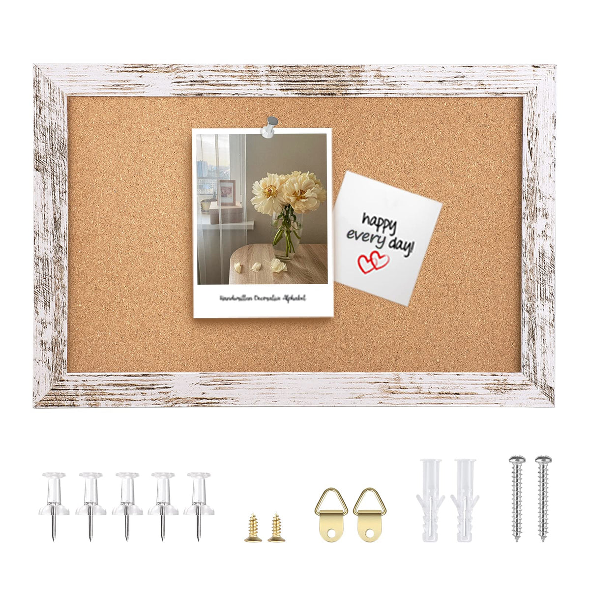 Aitakatta Cork Board Bulletin Board, 11.8x8.6 inches Mini Decorative Hanging Framed Cork Boards for