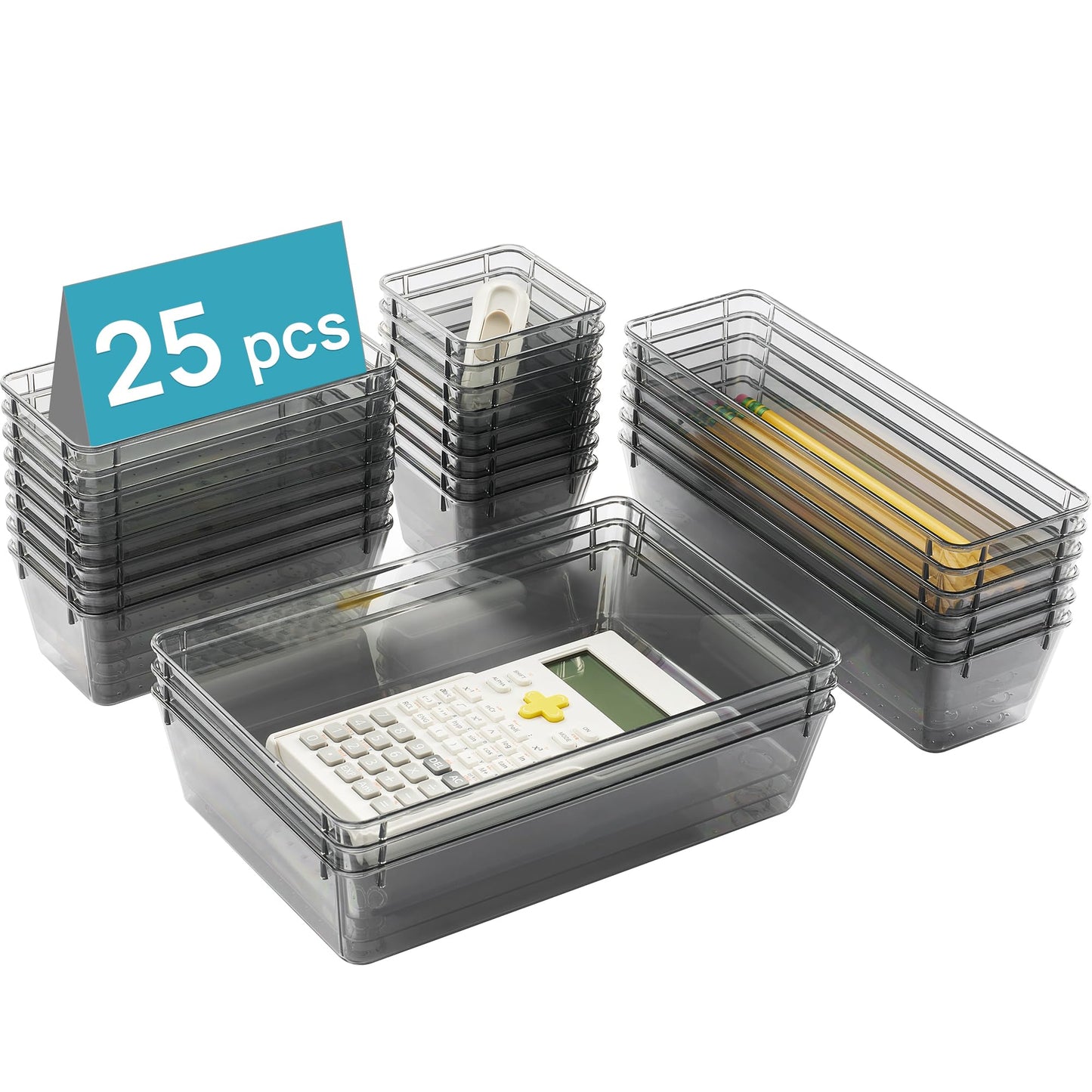Vtopmart 25 Pack Plastic Drawer Organizers with Non-slip Rubber Pads