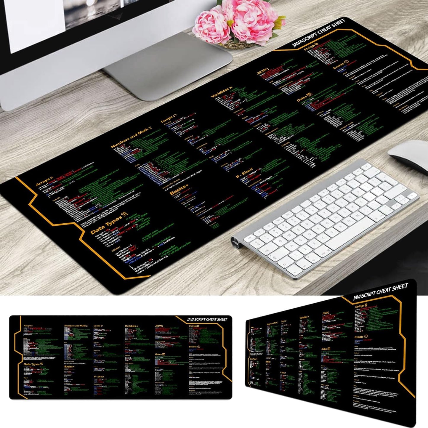 Javascript Cheat Sheet Desk Mat for Software Engineers, Software Development Mouse Mat, Web