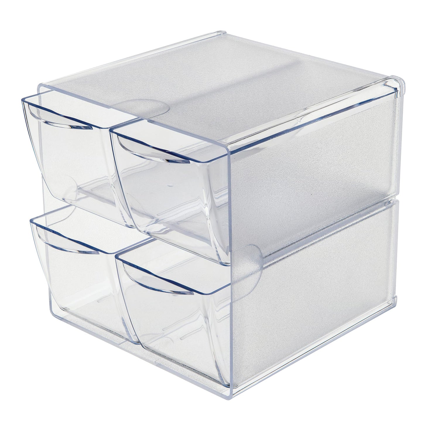Deflecto Stackable Cube Organizer, Desk and Craft Organizer, 4 Drawers, Clear, Removable Drawers