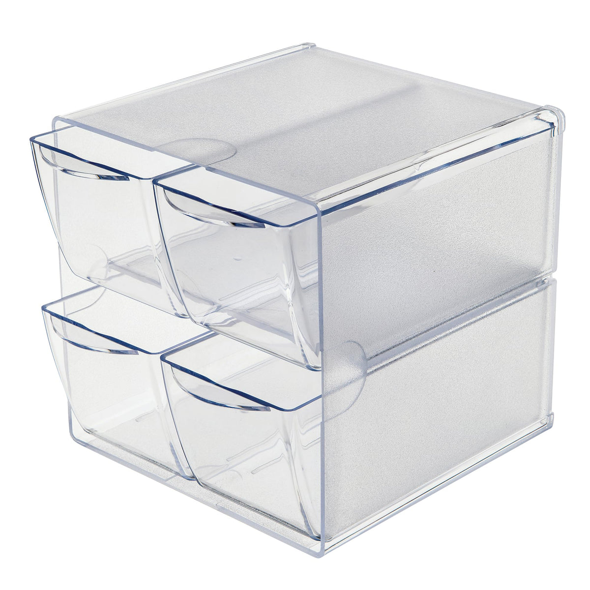 Deflecto Stackable Cube Organizer, Desk and Craft Organizer, 4 Drawers, Clear, Removable Drawers