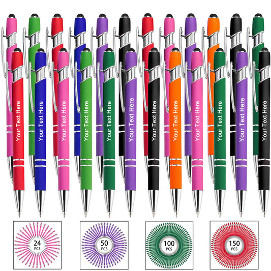 Hapelf Up to 500 Bulk Personalized Pens Custom Engraved Ballpoint Pen with Stylus Tip Retractable