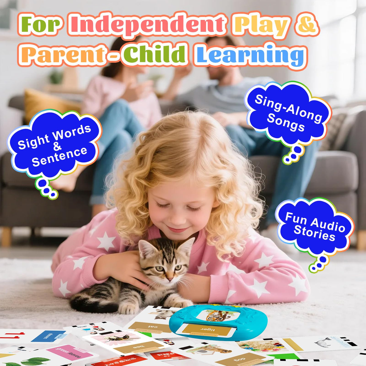 HOMESTEC Toddler Talking Flash Cards with 216 Double Sided Cards