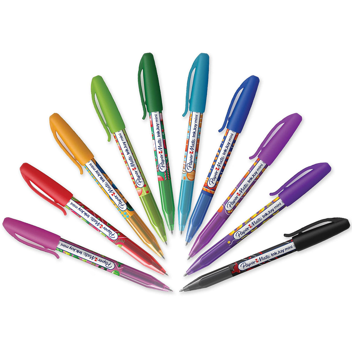 Paper Mate InkJoy Mini Ballpoint Pens | Retractable Medium Point (1.0mm) | Candy Pop Wraps | 10