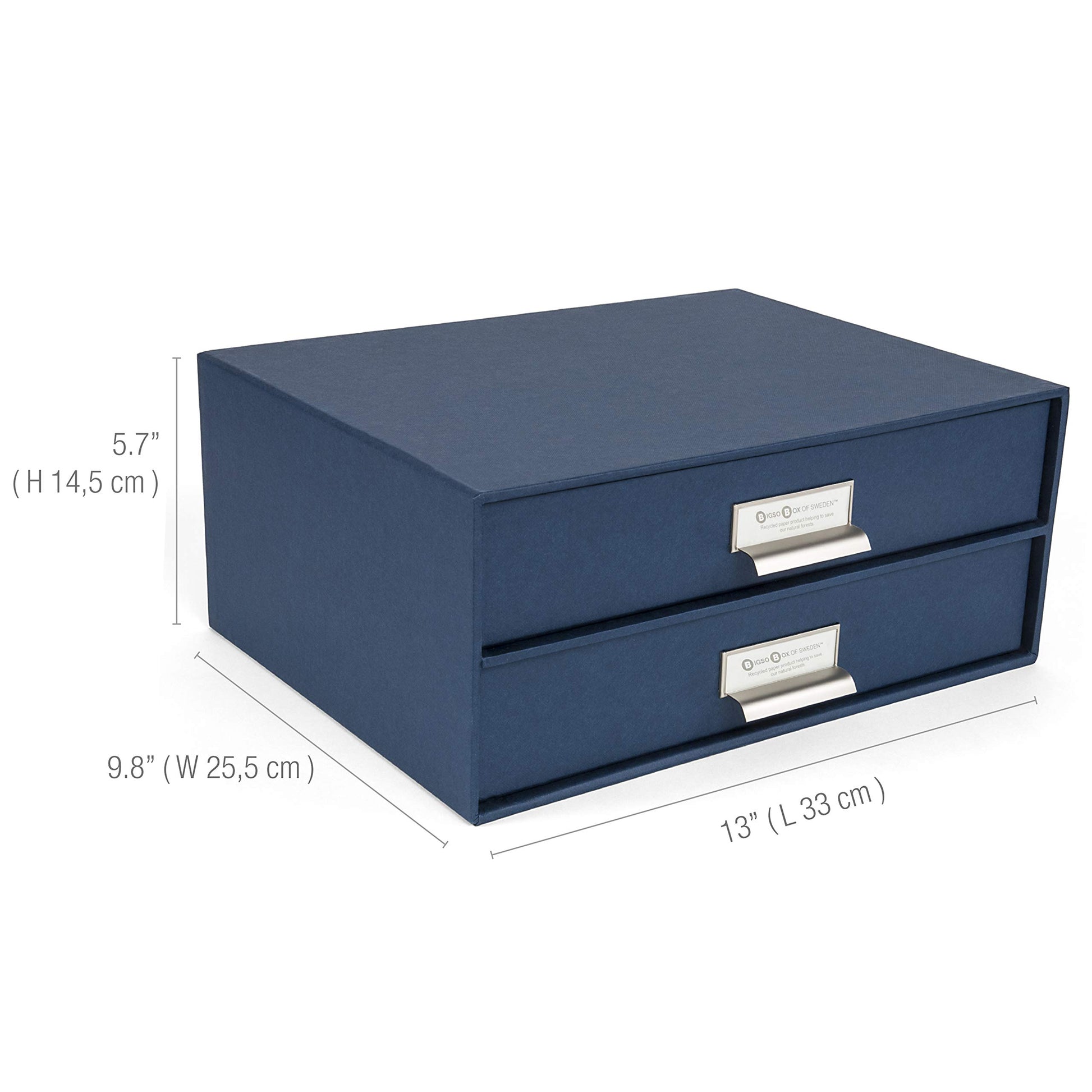 Bigso Box of Sweden Birger 2-Drawer Fiberboard Label Frame Document Letter Box | Desktop Drawers