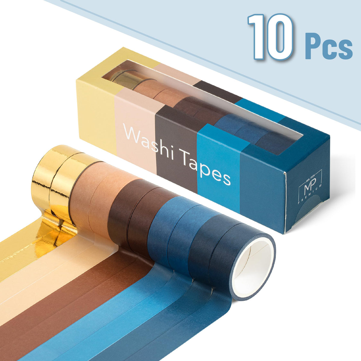 Mr. Pen- Washi Tape Set, 10 Rolls, 5 Yards/Roll, Washi Tape for Scrapbook
