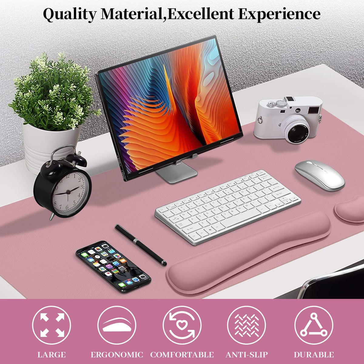 Meetcolor Mouse Pad and Keyboard Wrist Rest, 3-in-1 Keyboard and Mouse Pad
