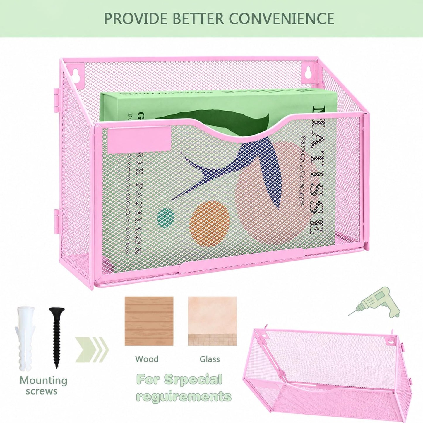 ideallife 1 Pocket Mesh Wall File Holder Organizer Office Hanging File Folder Magazine Rack