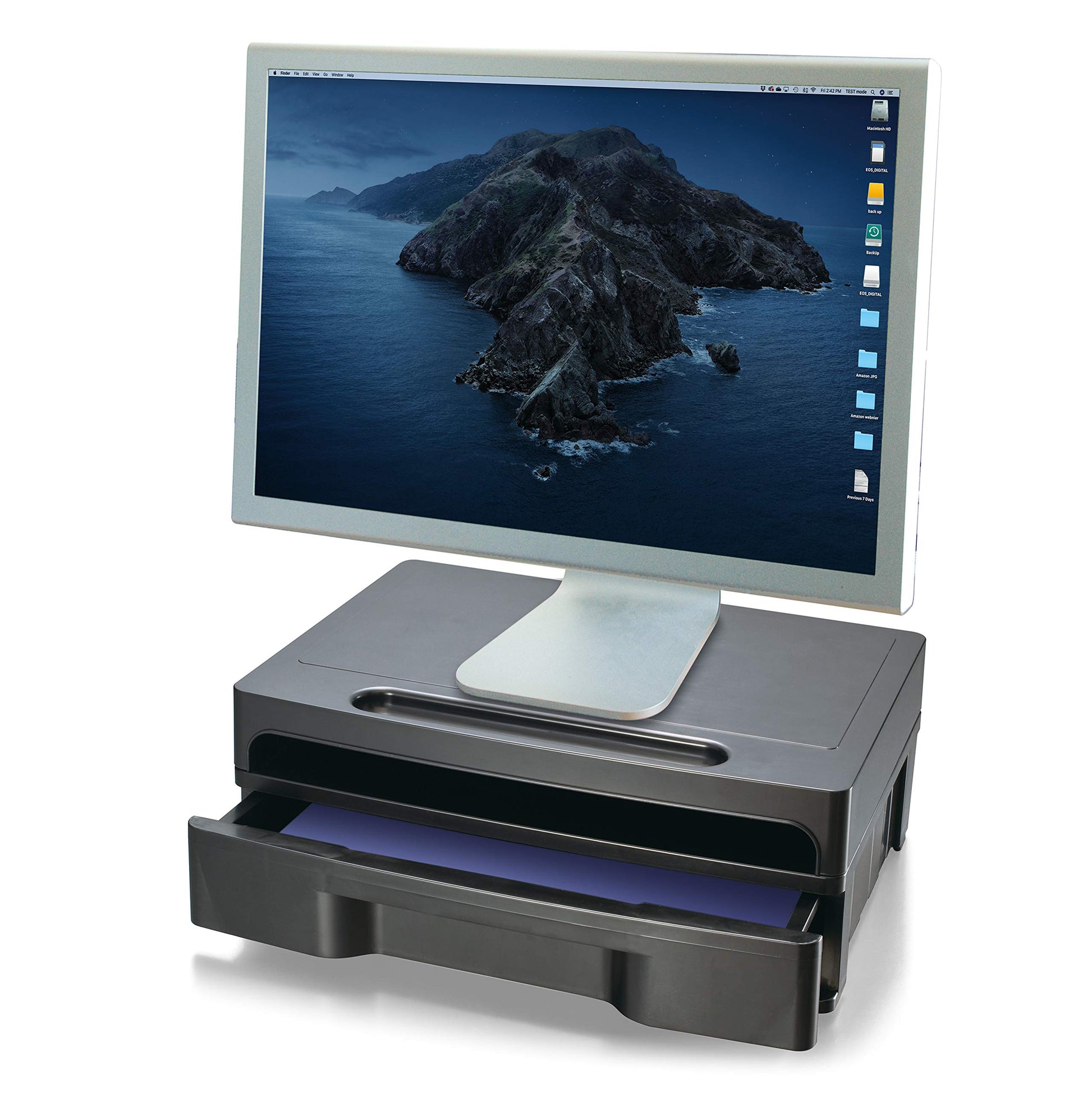 Officemate 2200 Series Monitor Stand with Security Drawer - Executive Monitor Riser and Desk