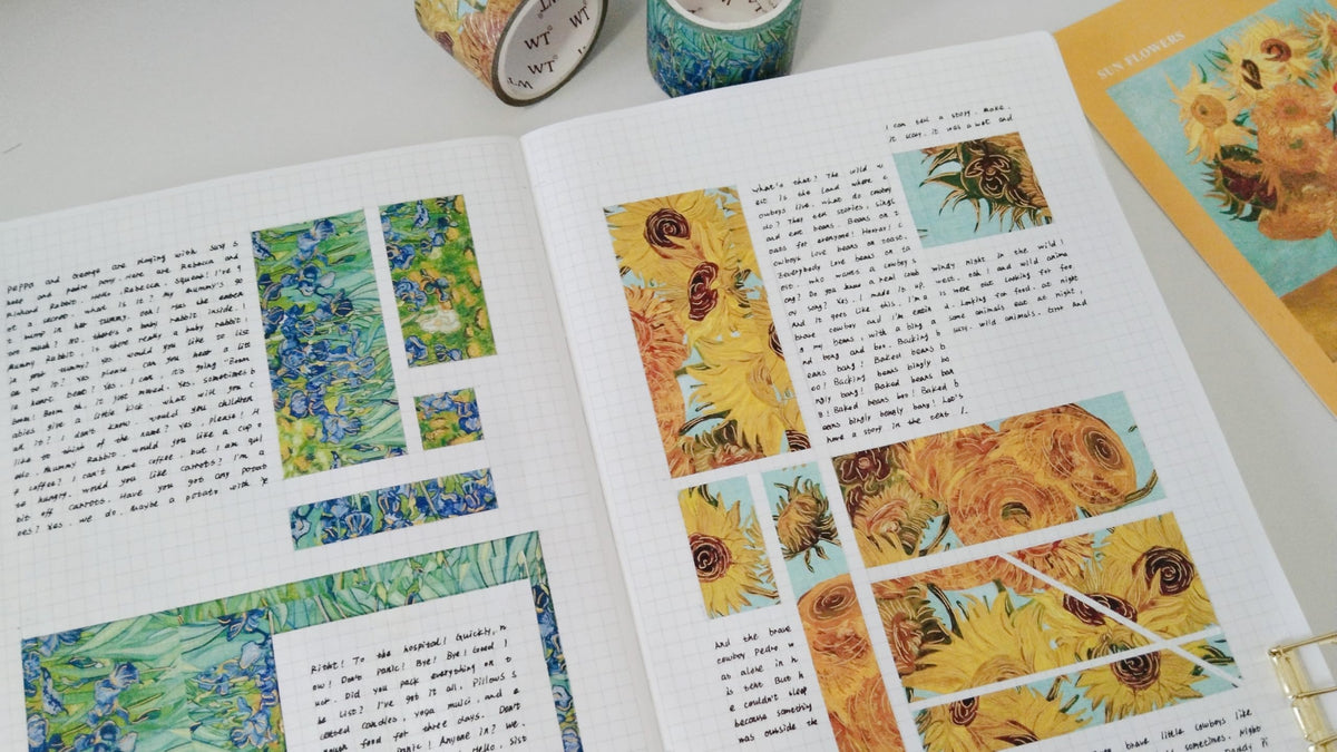 WT Van Gogh Washi Tape Set, Original Design, 3 Rolls, Gold Foil, 30mm Wide Decorative Masking Tape
