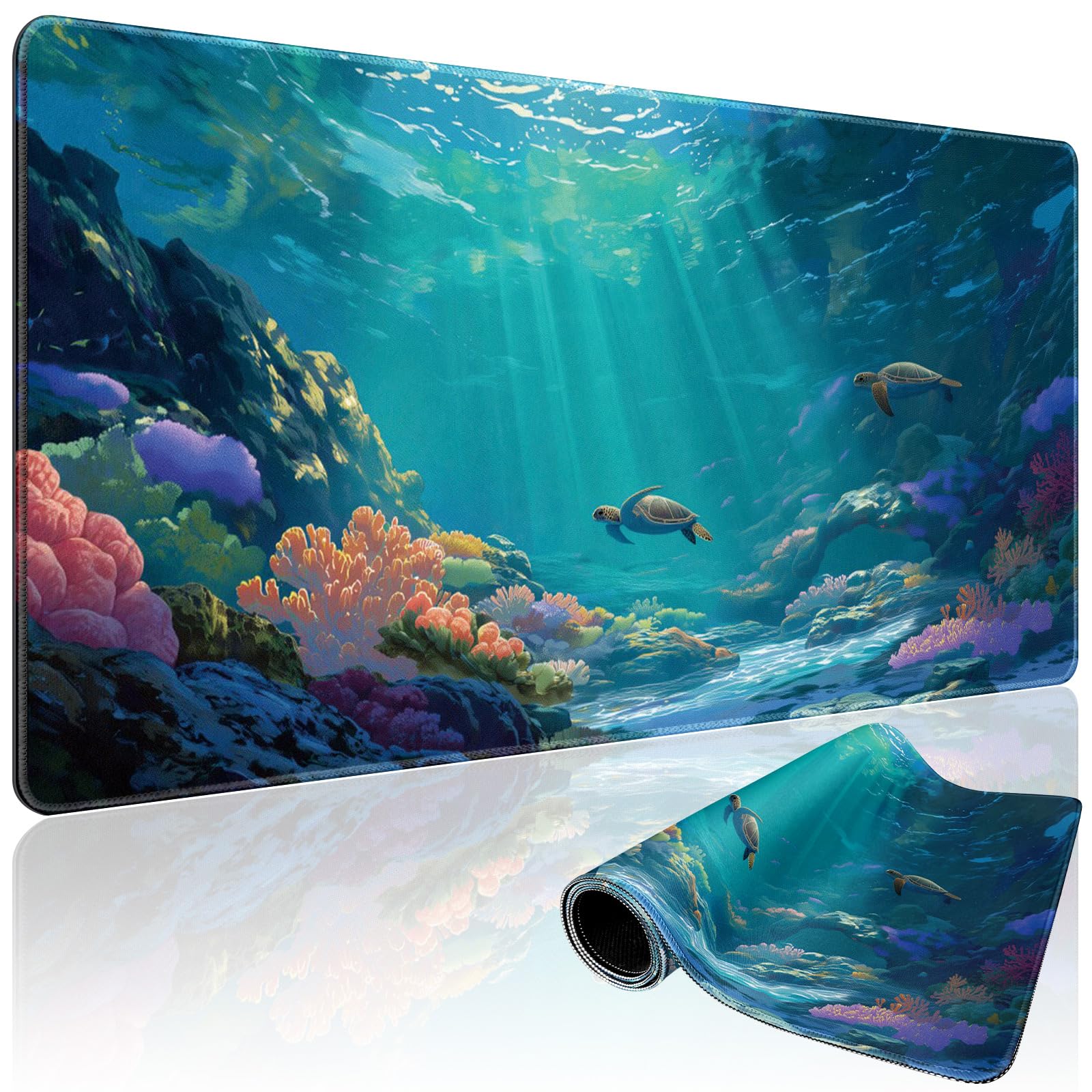 Mcapirivo Sea Turtles Large Gaming Mouse Pad Desk Mat 31.5"x15.7"