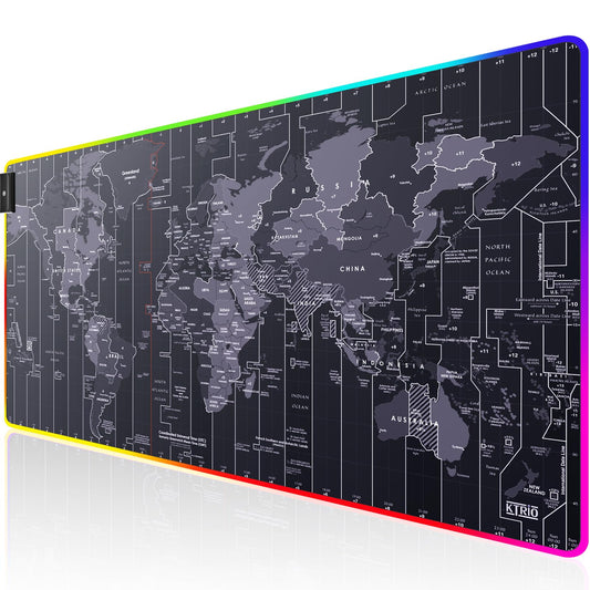 KTRIO RGB Large Gaming Mouse Pad, 31.5 x 15.7 in, RGB World Map, XXL