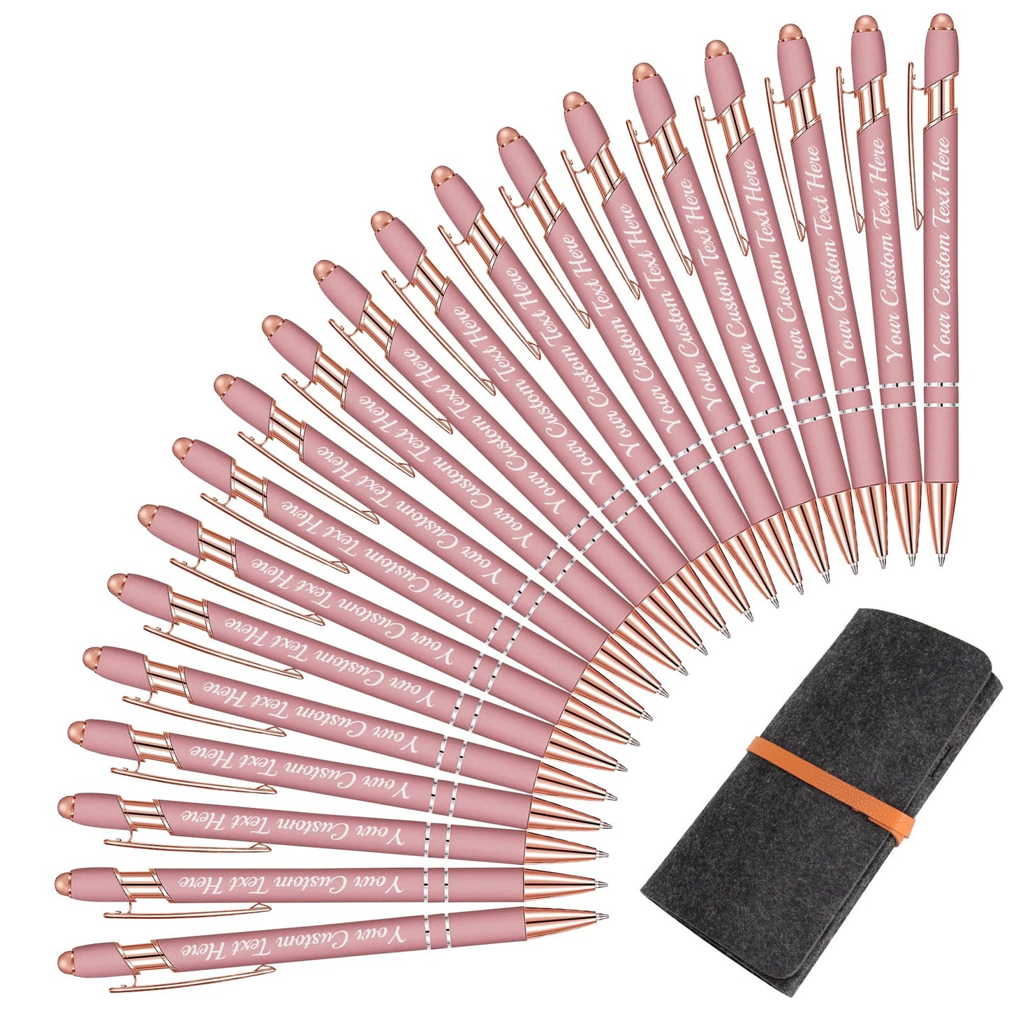 Yananka 20 Pcs Custom Pens with Stylus,Personalized Pens with Free Engraving,Customized Pens with