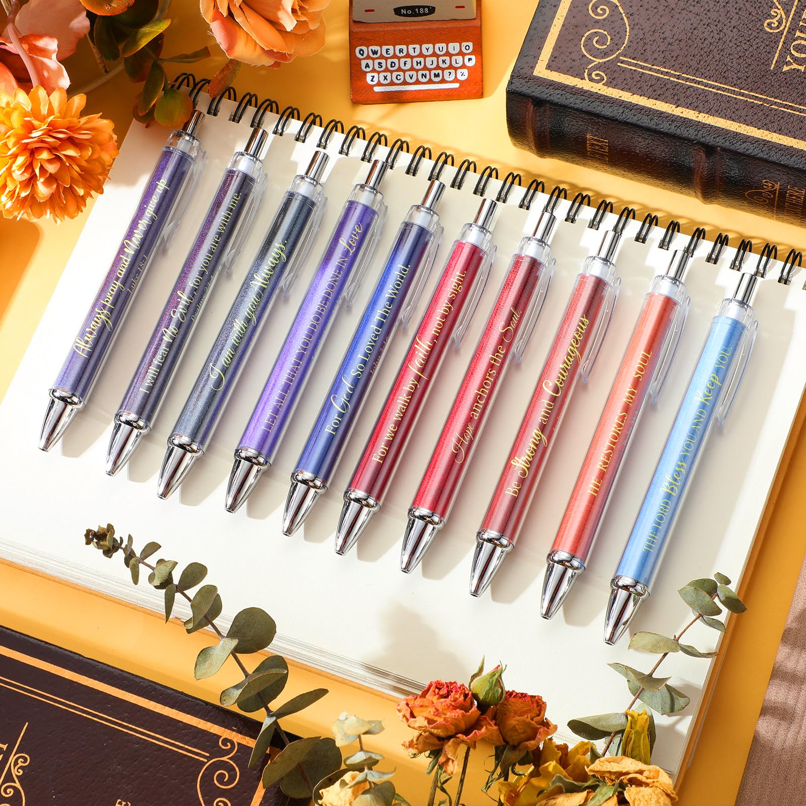 Qeeenar 50 Pcs Bible Verse Pens Christian Gift,Morandi